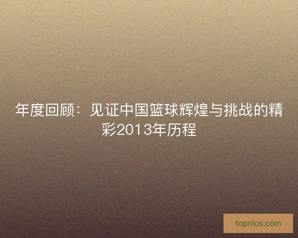 年度回顾:见证中国篮球辉煌与挑战的精彩2013年历程 年度回顾:见证中国篮球辉煌与挑战的精彩2013年历程