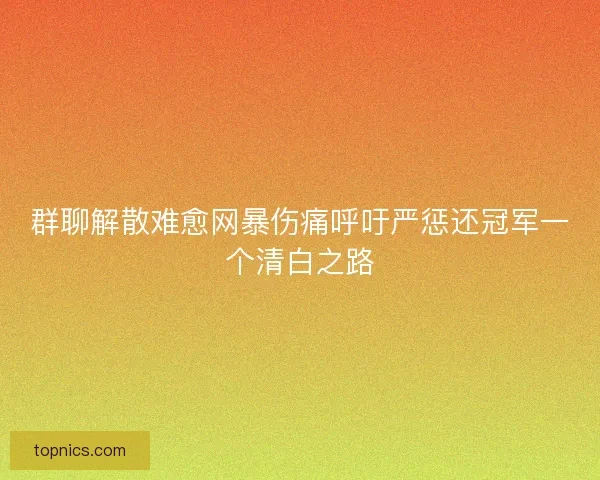 群聊解散难愈网暴伤痛呼吁严惩还冠军一个清白之路