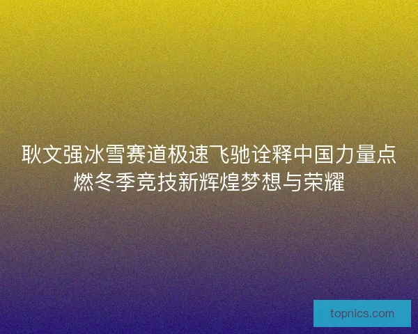 耿文强冰雪赛道极速飞驰诠释中国力量点燃冬季竞技新辉煌梦想与荣耀