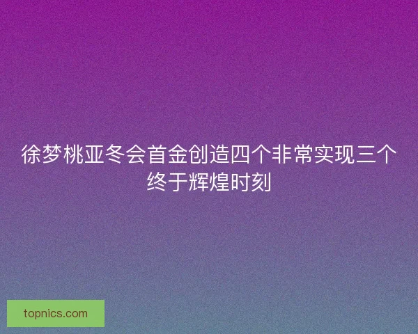 徐梦桃亚冬会首金创造四个非常实现三个终于辉煌时刻 徐梦桃亚冬会首金创造四个非常实现三个终于辉煌时刻